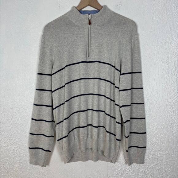 J. McLaughlin Men's Striped 1/4 Zip Pullover Sweater Size Large - Picture 1 of 4
